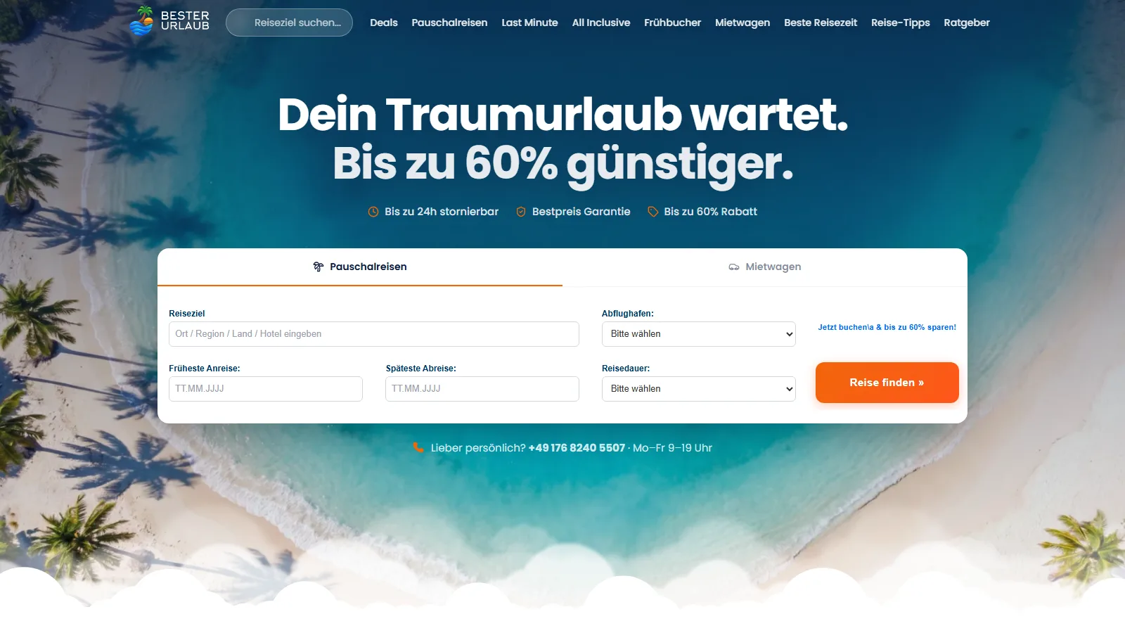 La prima schermata del sito Bester Urlaub