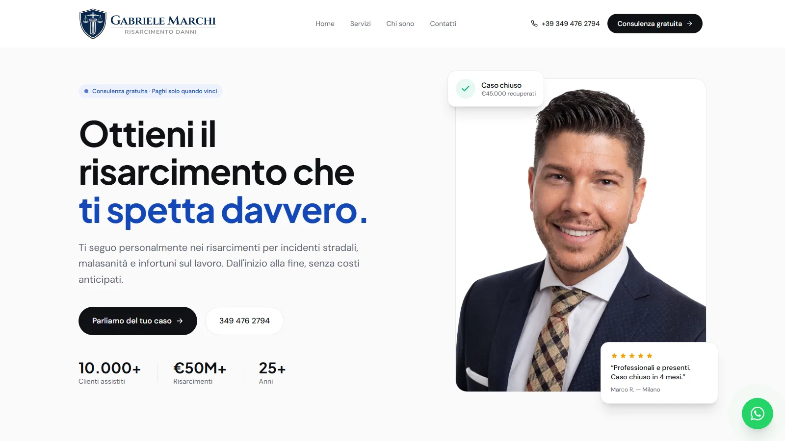 La prima schermata del sito Gabriele Marchi