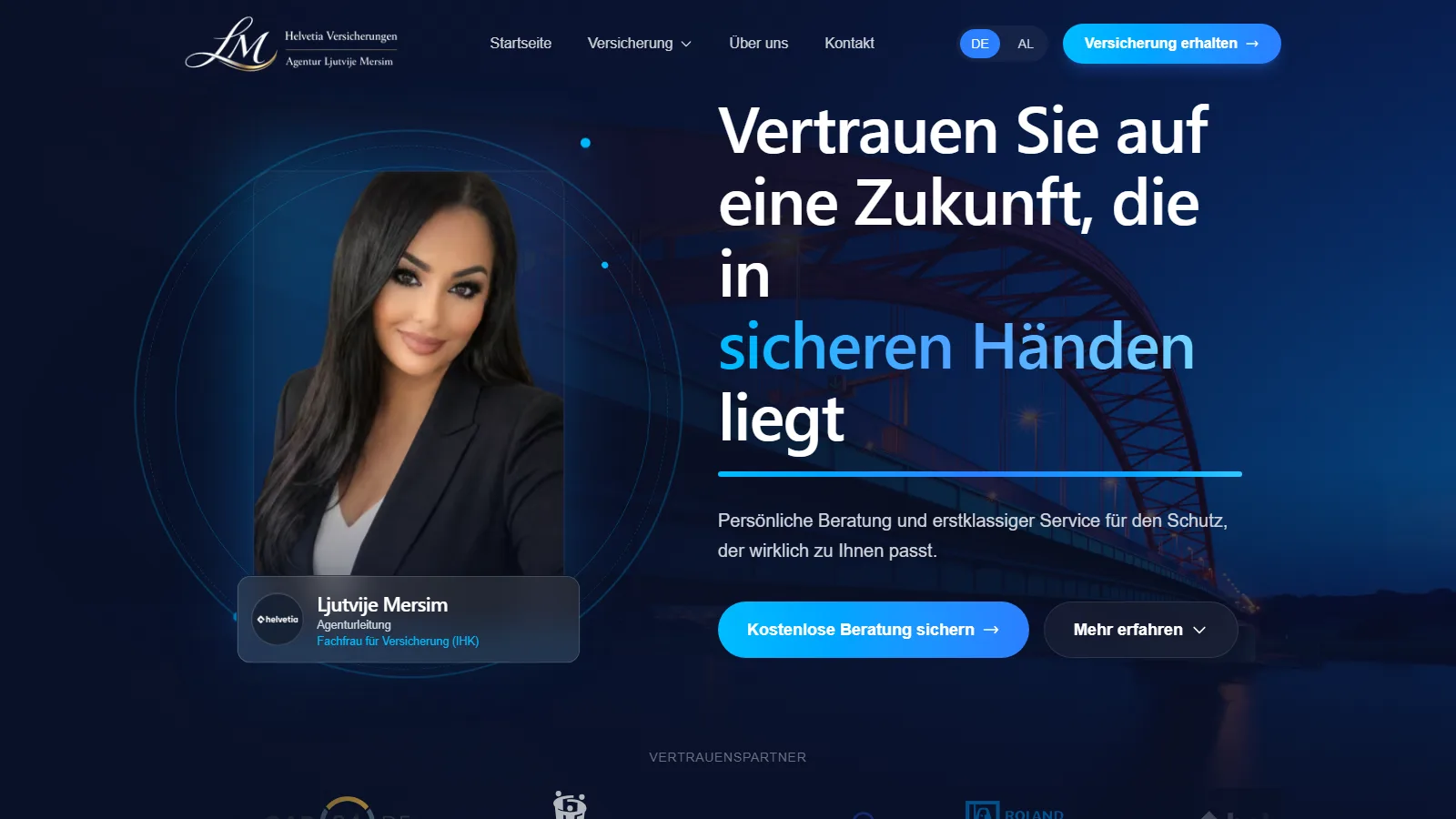 La prima schermata del sito Ljutvije Mersim Versicherungen
