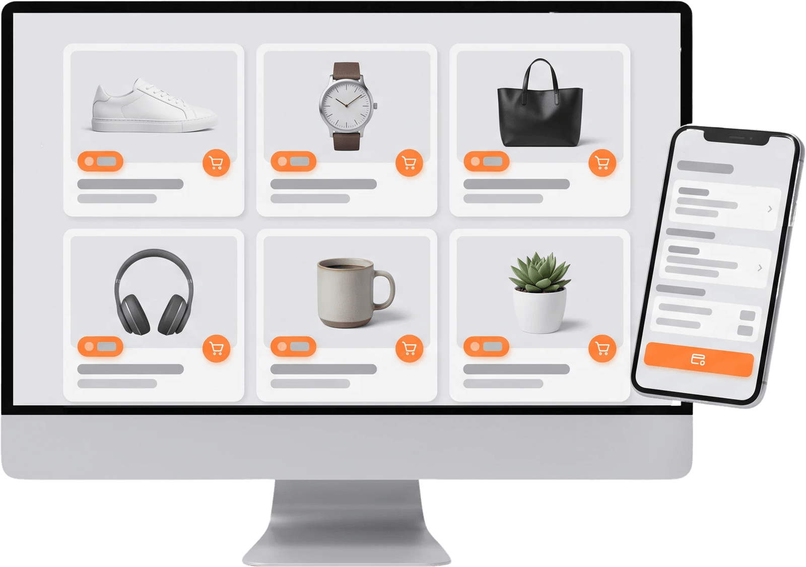 Negozio online su desktop e telefono