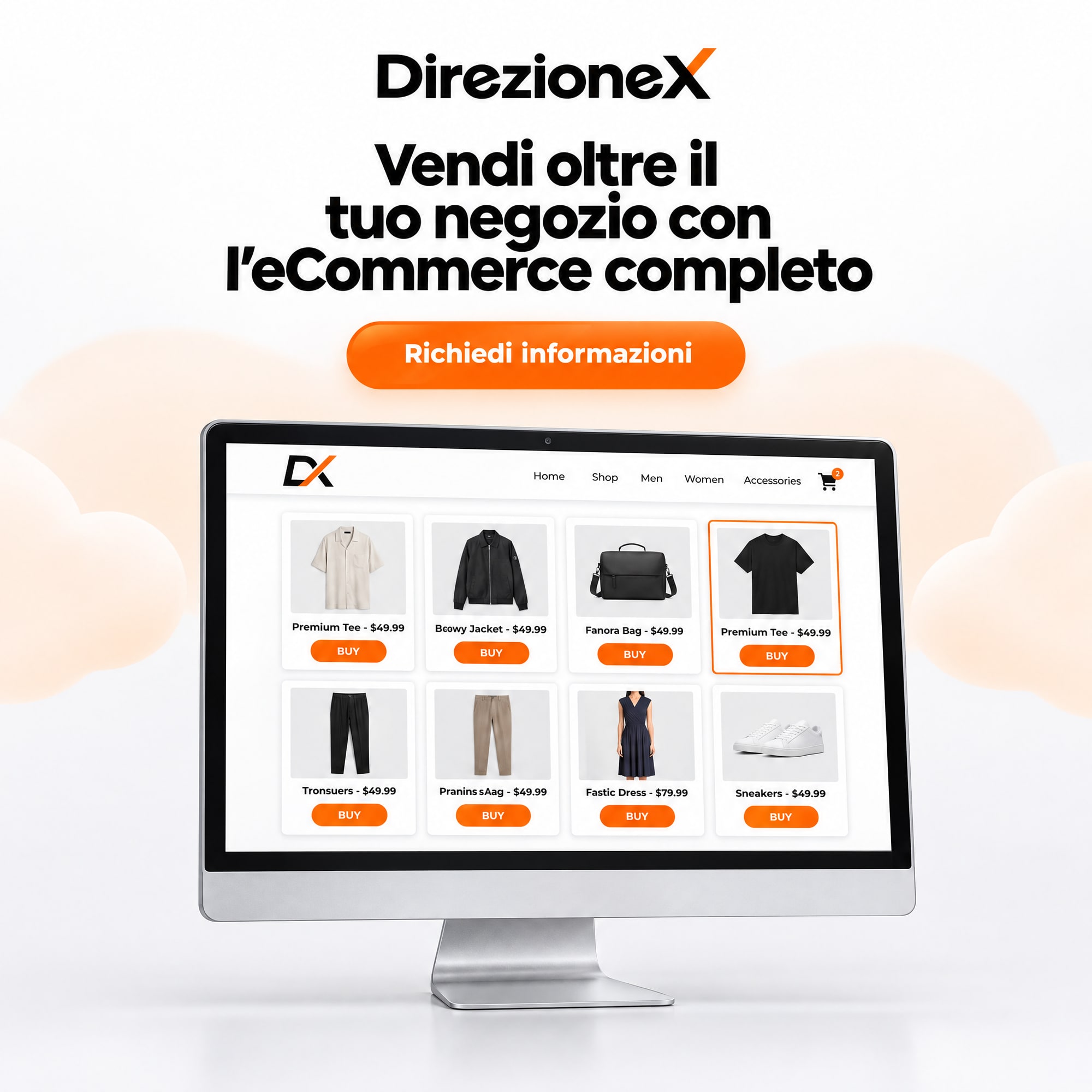 Vendi oltre il tuo negozio con l’ecommerce completo: negozio online su monitor