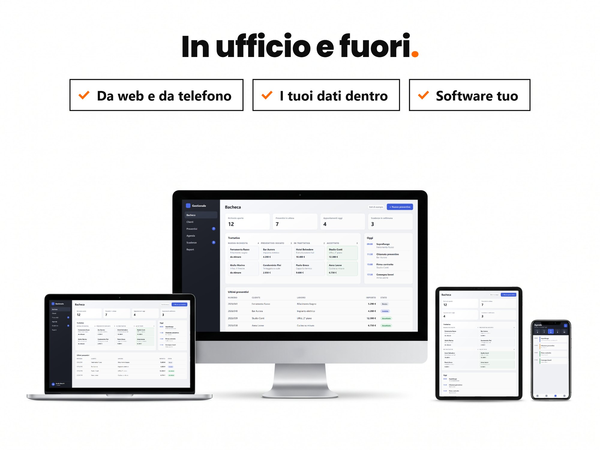Il gestionale su computer, portatile, tablet e telefono