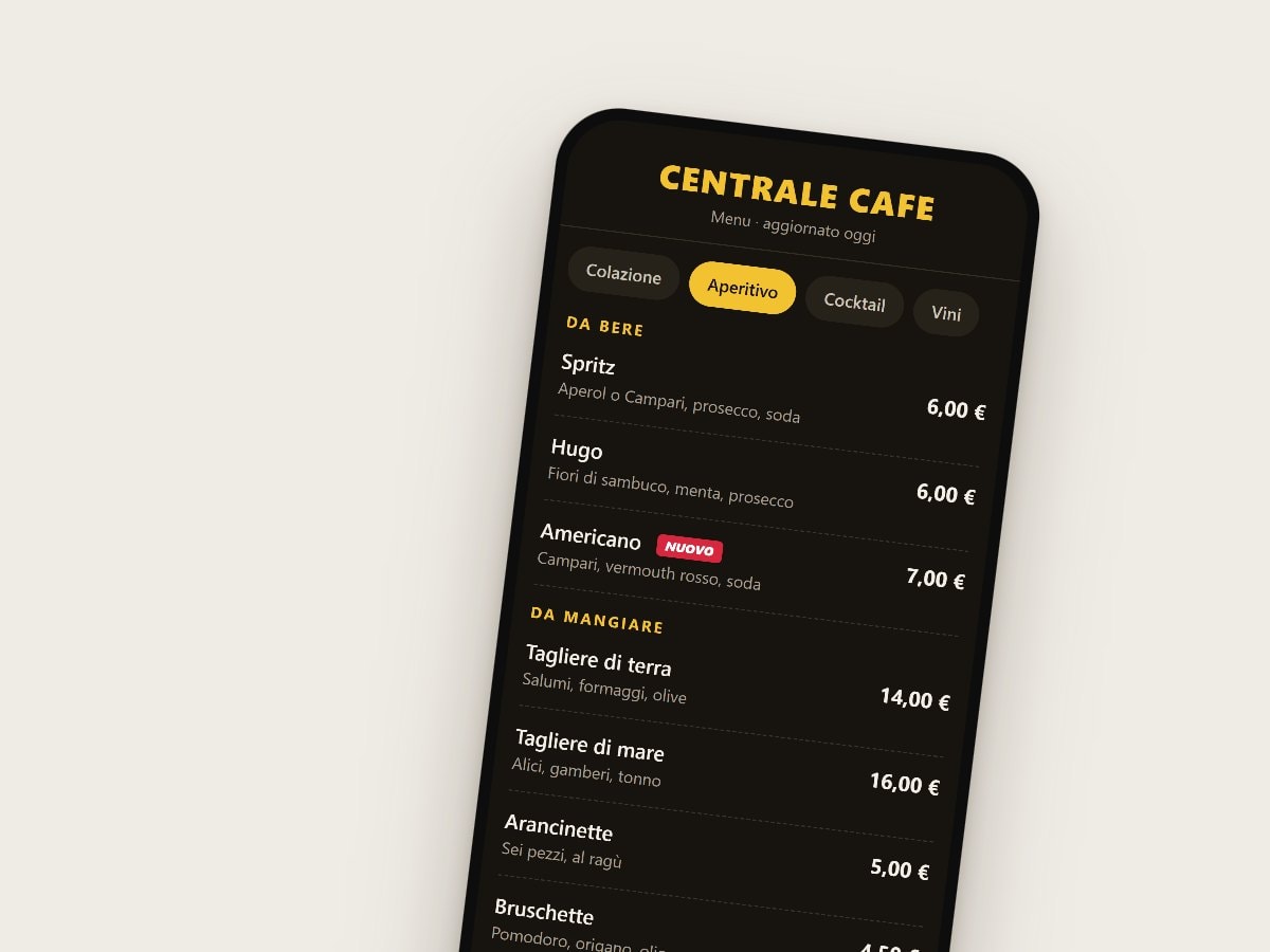 Menu con codice QR