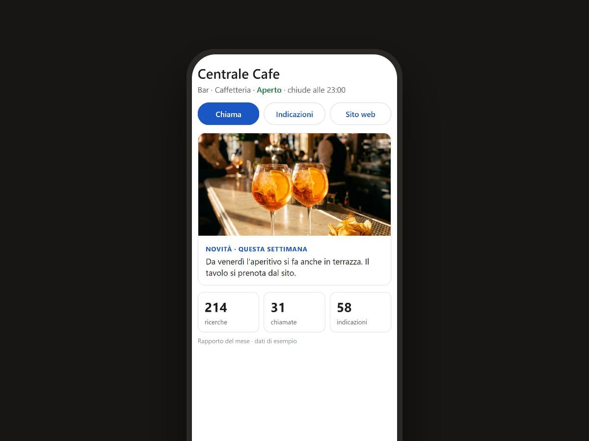 Scheda Google curata ogni mese