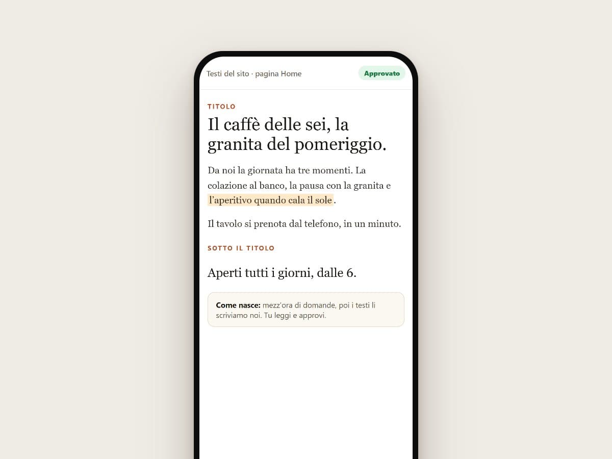 Testi del sito scritti da noi
