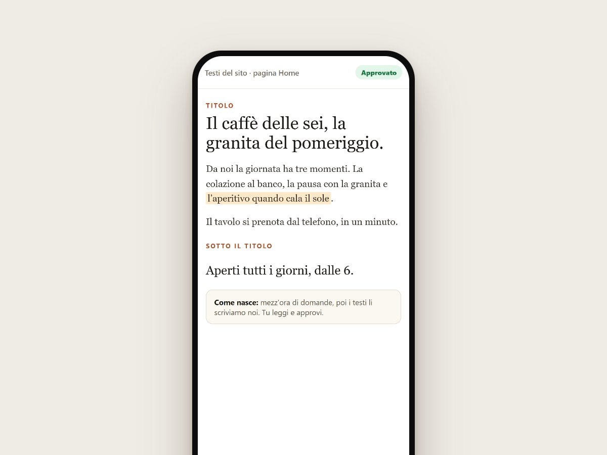 Testi del sito scritti da noi