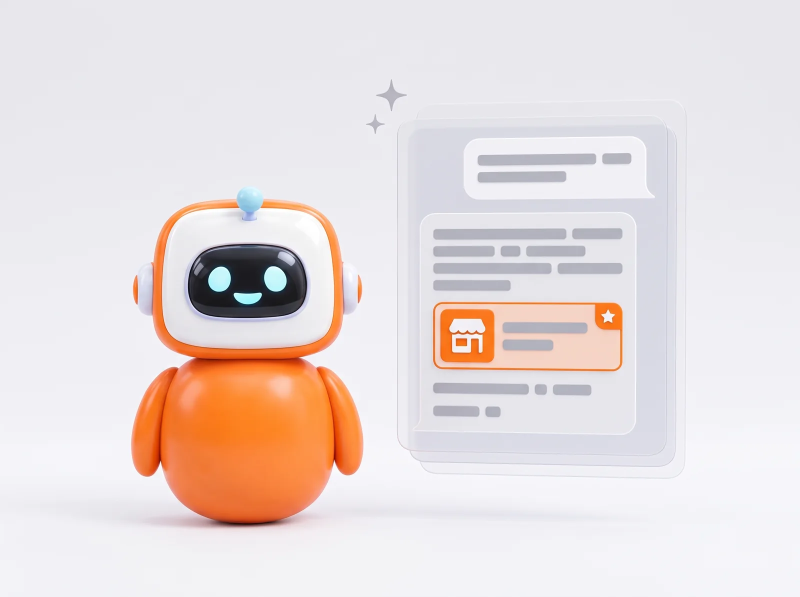 Il robot RankX accanto alla risposta di un assistente AI che consiglia un’attività
