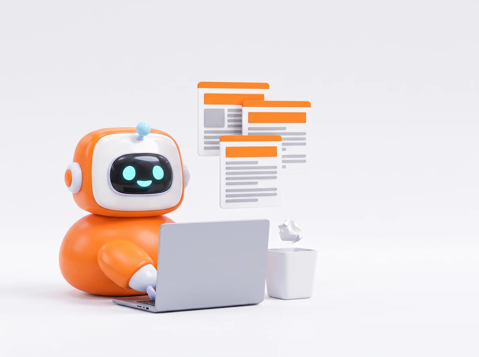 Il robot RankX scrive pagine al portatile e ne butta una nel cestino