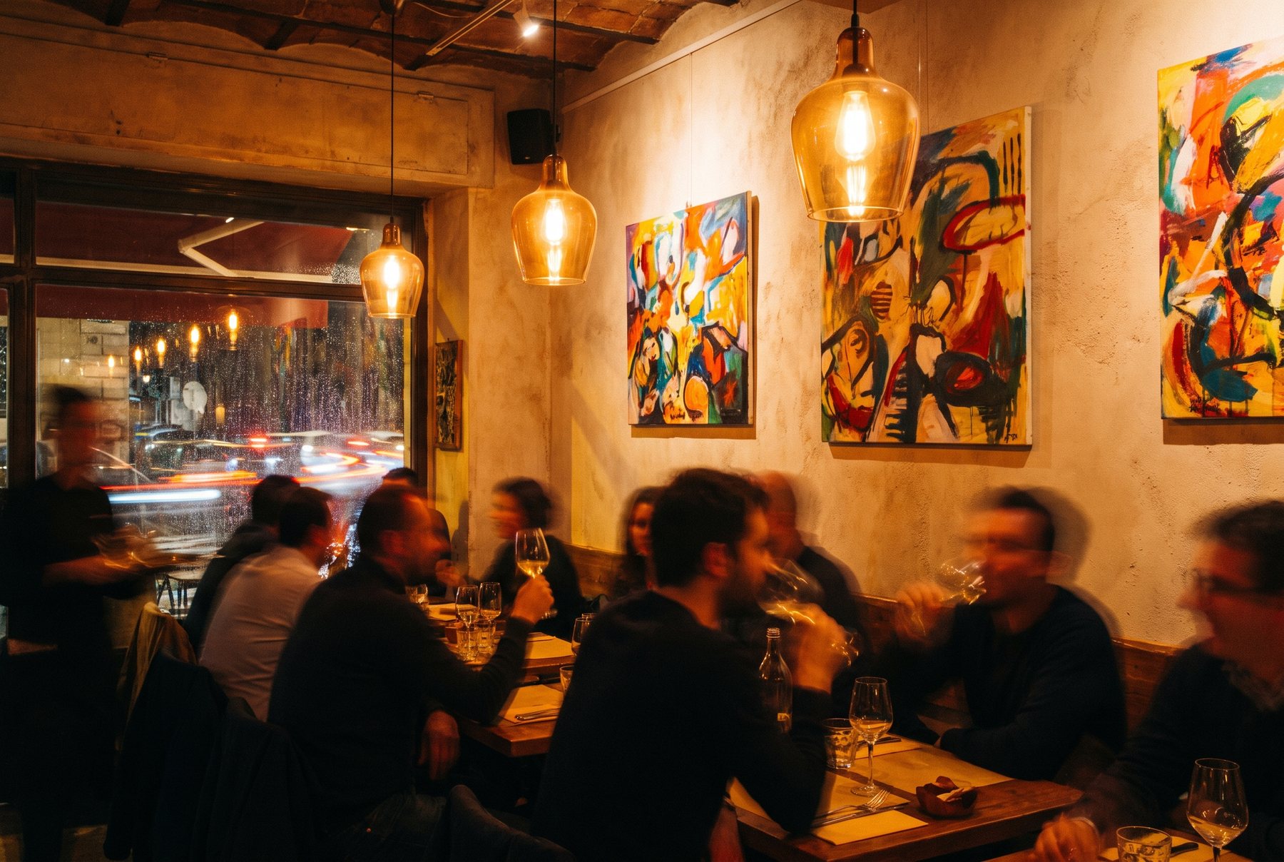 Il locale pieno la sera